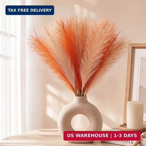 30pcs faux pampas grass orange - faux,