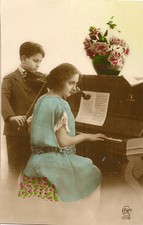 FANCY POSTCARD THE PIANO LESSON CHILD WOMAN CEKO 1018