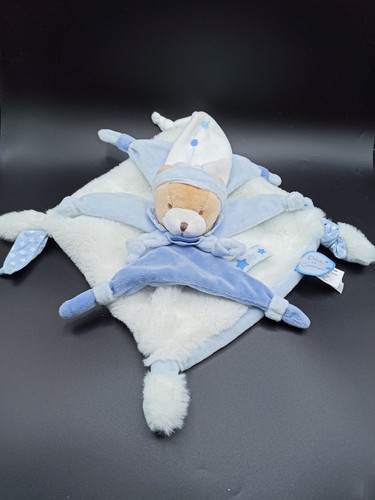 Doudou plat ours - plat, bleu