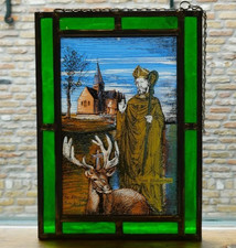 ANCIEN VITRAIL RELIGIEUX SAINT