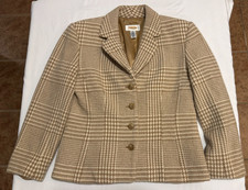 Talbots Women's Herring Bone Laine Cashmere Blend Blazer Lined - Size 6 - Tan