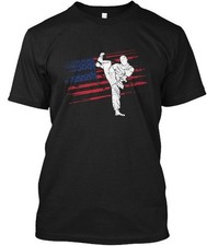 Kickboxing Karate American Flag T-Shirt Made in the USA Size S to 5XL