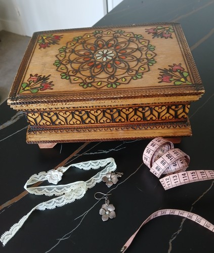 Boite bois bijoux mercerie - boite,