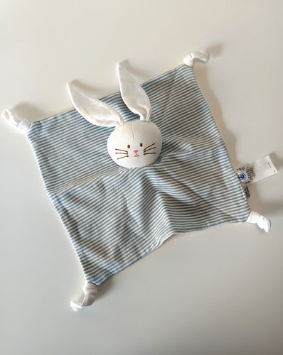 Doudou carré lapin blanc bleu - doudou,