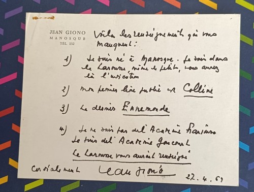 Jean giono lettre - jean,
