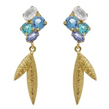 Victoria Cruz Bijoux Boucles D'Oreilles Femmes Lisbonne Couleur Dorée Bleu