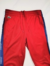 Lacoste Joggers Pants Mens Red Track Medium Tapered Elastic Waist Drawstring
