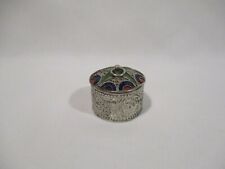 OLD ROUND ETHNIC BOX KABYLE BERBER SILVER AND ENAMELS ETHNIC BOX