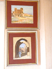 Tableaux anciens, peintures orientalistes,sur panneau, scène animée, signée.