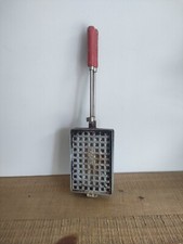 Antique BATIREX Aluminum Waffle Mold and Wooden Sleeve - Vintage 