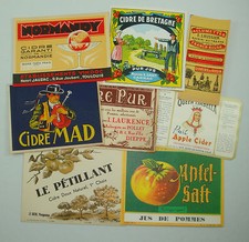 LOT C2 8 LABELS ORIGINAL APPLE JUICE CIDER ANTIQUE DRINK LABELS