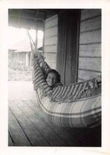 OLD GUIANA PHOTO ~1950 OYAPOCK REGION YOUNG WOMAN IN HER HAMMOCK