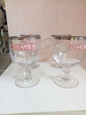 verre cristal bière Chimay dorure argent blanc transparent vintage bistrot 45 cl