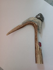 deer horn rod knob, andouiller - carved ladybug snail