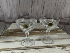 Vintage CRISTAL d’Arques-Durand “TORNADE” CHAMPAGNE SHERBET CUT GLASS SWIRL 2 pc