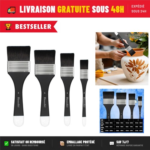 Set pinceaux plats peinture - 4,