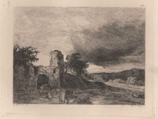Georges Michel An old manor house in ruins eau forte Le Rat 1873