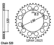 Couronne Tzr 250 1987-1993 - 520 - 41 Dents - Similaire JTR846