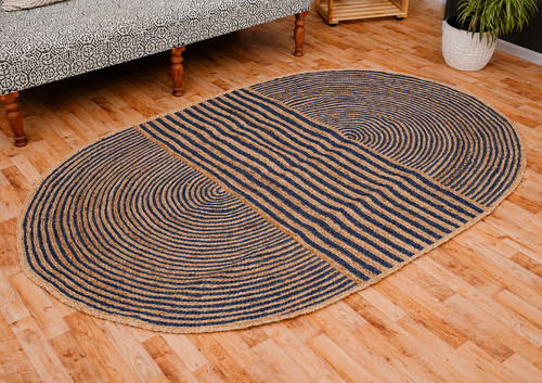 Tapis ovale jute rayé - tapis,