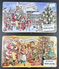 Confiserie Heidel Chocolate Bar Embossed Empty Tins 2 Santa Claus Christmas