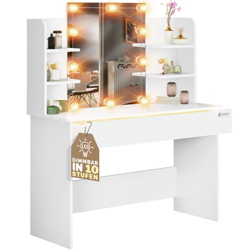 Coiffeuse lucia blanc led - coiffeuse,