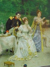 Large Vintage CHOCOLAT AIGLON Candy Tin, NAPOLEON & FAMILY Lithograph