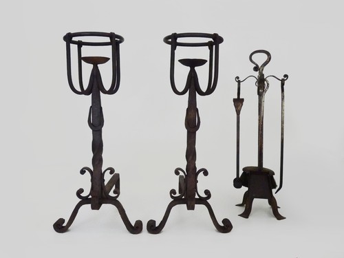 Pair wrought iron landing - of,