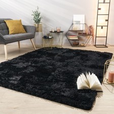 Tapis De Salon Tapis Shaggy Poil Long Doux Peluche Design Moderne Monochrome