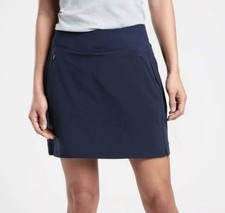 Athleta Soho Skort Size 10 Navy Blue Jupe Short Secure Pockets Zip Skirt Casual