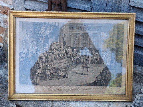 Gravure ancienne la retraite - ",