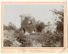 France, Saint-Vérin, castle ruins, fortified enclosure vintage silver print