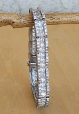Victoria Wieck Sterling Silver Bracelet Round & Princess Absolute CZ 7 1/4", 29g