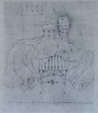 Hans Bellmer Napoleon III Chair Engraving Signed 1972 Rare Print HC Ingres Grey