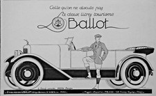 PRESS ADVERTISEMENT 1923 CAR BALLOT LA 2 LITRES TOURISME LE CHASSIS COMPLETE