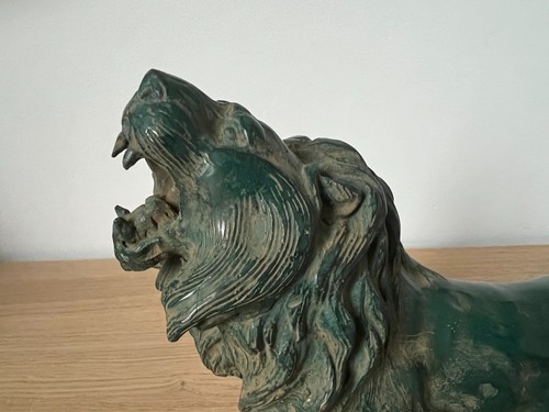 Grande sculpture lion en - sculpture,