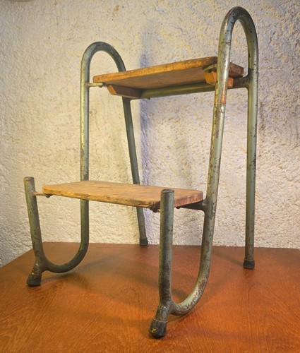 Escabeau marches bois et - 2,