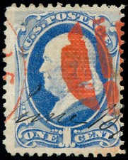 momen: US Stamps #134 Used Grilled Red Cork VF