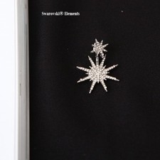 Boucles d'oreilles 2 étoiles Swarovski® Éléments flocon luxueuses dorées qualité