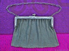 Old Chainm Silver Flowers Art Nouveau Old Chainm Antique Mesh Cottage Clasp