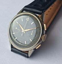 60's montre chronographe Helva cadran noir révisé fonctionne Ø34mm hors couronne