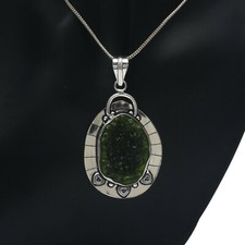 Amazing Green Moldavite Gemstone 925 Sterling Silver Handmade Pendant