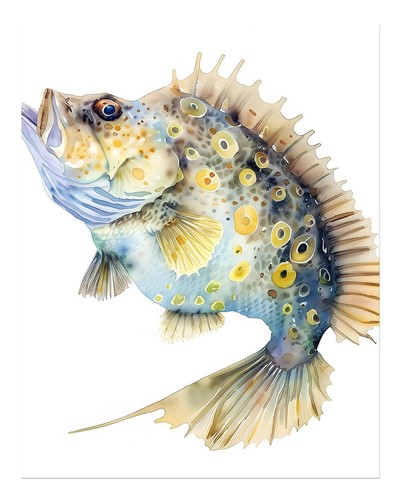 Poissons vivants aquarelle art