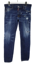 Jeans DSQUARED2 Pour Homme (EU) 50 Bleu Usé Avec Whiskers Effet Foncé Boutonnage