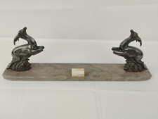 BOOKENDS STATUE DEER - DECORATION FIREPLACE BASE ANTIQUE MARBLE