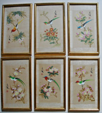 6 PEINTURES SUR SOIE À