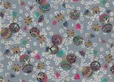 Tissu Japonais Temari 45x54 cm KURENAI Coton Gris doré Rouge Vert Coupon