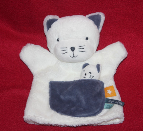 Doudou chat marionnette blanc - doudou,