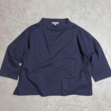 Le Pigeon Voyageur Smock Navy M 3/4 Sleeve Round Neck Cotton Workwear