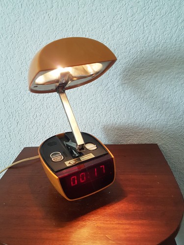 Lampe réveil orange vintage - réveil,