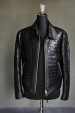 Veste en cuir homme noir motif